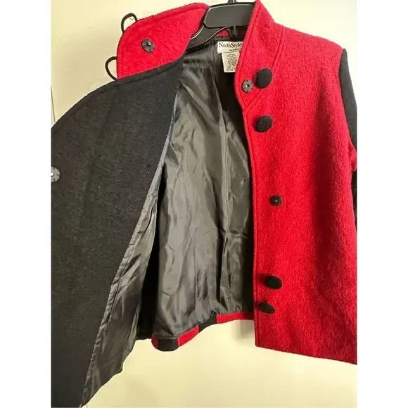 North Style EUC size M red / black wool jacket vintage - Picture 10 of 10